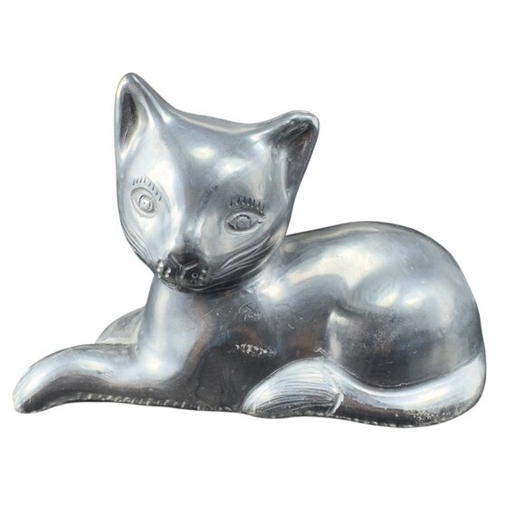 Mexican Pottery Oaxaca Black Shiny Pottery Kitty Cat Medium Hand Made Figurine - Picture 1 of 12